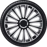 Autostyle - Wieldoppenset - Zwart/Zilver - Slagvast Kunststof - Set van 4 Stuks