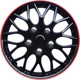Autostyle - Missouri - Wieldoppenset - Zwart/Rode Rand - Slagvast Kunststof - Set van 4 Stuks