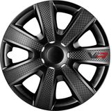 Autostyle - Wieldoppenset - 4 Delige - Zwart/Carbon-Look