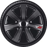 Autostyle - Wieldoppenset - Zwart/Carbon-Look - Set van 4 Stuks