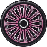Autostyle - Lemans - Wieldoppenset - Zwart/Roze - 4-Delig