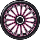 Autostyle - Lemans - Wieldoppenset - Zwart/Roze - 4-Delig