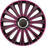 AutoStyle - LeMans - Wieldoppenset - Zwart/Roze - Set van 4