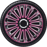 Autostyle - Lemans - Wieldoppenset - Zwart/Roze - 4-Delig