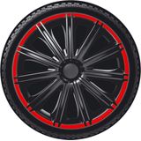 Autostyle - Wieldoppenset - Zwart/Rood - Slagvast Kunststof - Set van 4 Stuks