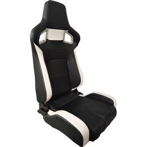 AutoStyle - RS6-II - Sportstoel - Matzwart/Wit - Kunstleder
