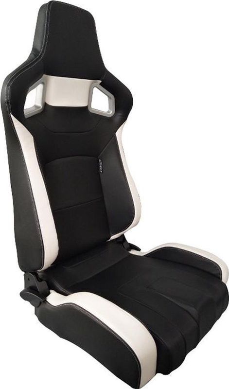 AutoStyle - RS6-II - Sportstoel - Matzwart/Wit - Kunstleder