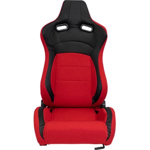 SportStoel - MS - Zwart/Rood - Textiel - Dubbelzijdig Verstelbare Rugleuning