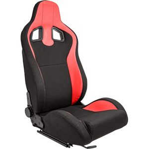 MR - Sportstoel - Zwart Kunstleder - Rood Pine Textiel - Dubbelzijdig Verstelbare Rugleuning