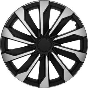 Autostyle - Wieldoppenset 14-Inch - Zilver/Zwart - Slagvast Kunststof - Set van 4 Stuks