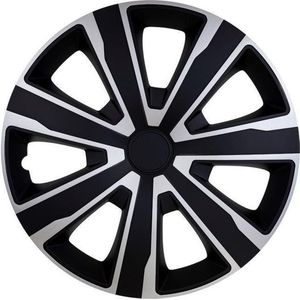 Tenzo - 4-Delige Wieldoppenset - Zilver/Zwart - Slagvast Kunststof