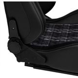 Autostyle - GT SportStoel - Zwart Kunstleder + Grijs Ruitmotief - Dubbelzijdig Verstelbare Rugleuning