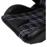 Autostyle - GT SportStoel - Zwart Kunstleder + Grijs Ruitmotief - Dubbelzijdig Verstelbare Rugleuning