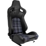 Autostyle - GT SportStoel - Zwart Kunstleder + Grijs Ruitmotief - Dubbelzijdig Verstelbare Rugleuning
