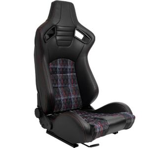 SportStoel - GT - Zwart Kunstleder en Stof in Rood Ruitmotief