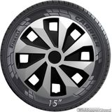 VOLVANO-Van GTS - Wieldoppen - Zilver/Zwart - Set van 4 stuks