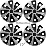 VOLVANO-Van GTS - Wieldoppen - Zilver/Zwart - Set van 4 stuks