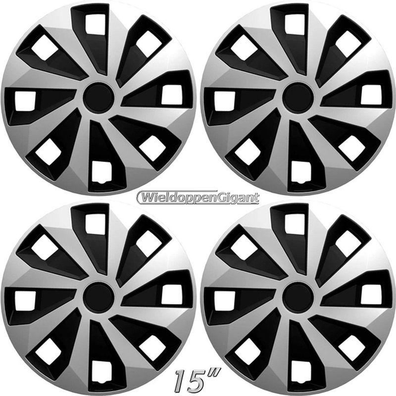 VOLVANO-Van GTS - Wieldoppen - Zilver/Zwart - Set van 4 stuks