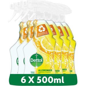 Dettol - 6 Allesreiniger Sprays - Antibacterieel - 6x Sprankelende Citroen - 6x500 ml - Voordeelverpakking
