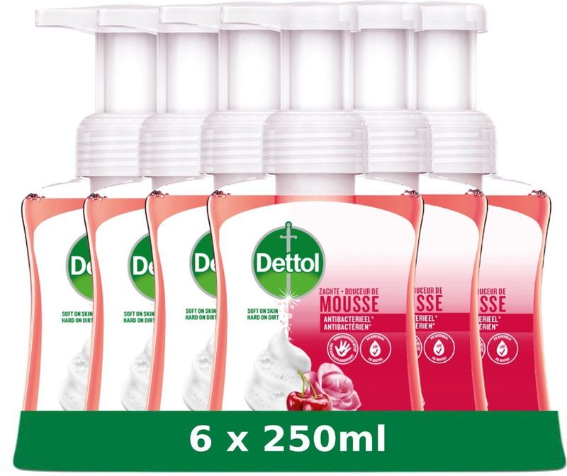 Dettol - Handzeep - Zachte Mousse - Antibacterieel - Roos & Kersenbloesem - 6 x 250 ml