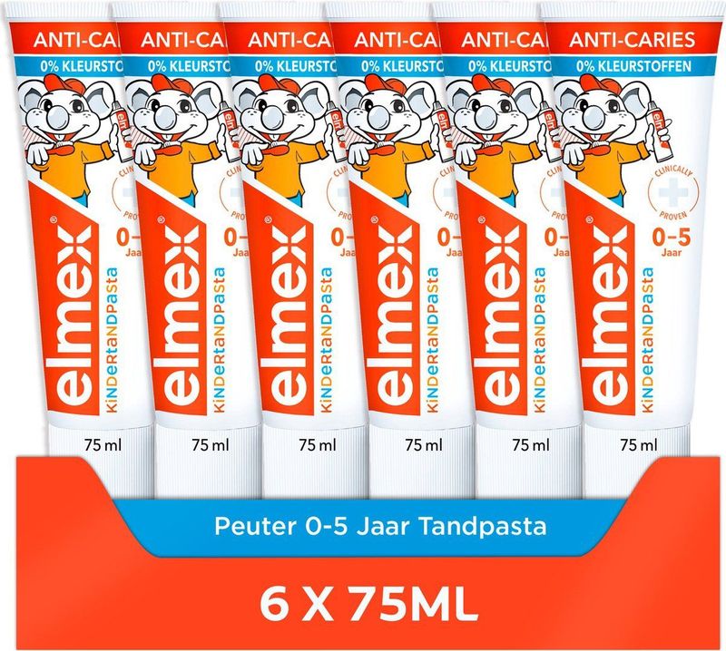 Elmex Peuter (0 tot 5 jaar) Kindertandpasta - 6 x 75ml - Voor Kinderen 0-5 Jaar - Voordeelverpakking