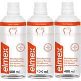 Elmex Anti-Cariës Mondwater - 3x 400 ml - Voordeelverpakking