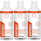 Elmex Anti-Cariës Mondwater - 3x 400 ml - Voordeelverpakking