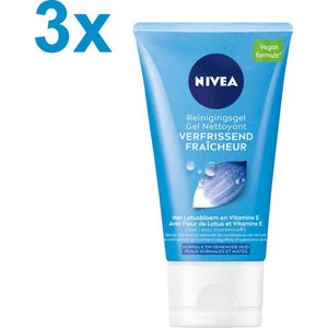 NIVEA Essentials Verfrissende Reinigingsgel - Gezichtsreiniger - 3 x 150 ml - Norm/Gem. Huid