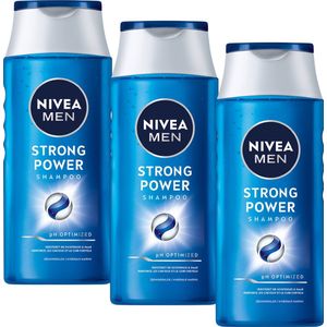 NIVEA MEN Strong Power Shampoo - 3 x 250 ml - Voordeelverpakking