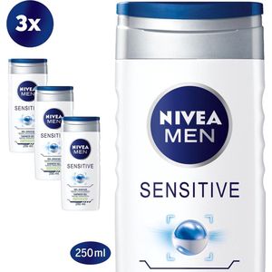 NIVEA MEN Sensitive Douchegel - 3 x 250 ml - Voordeelverpakking