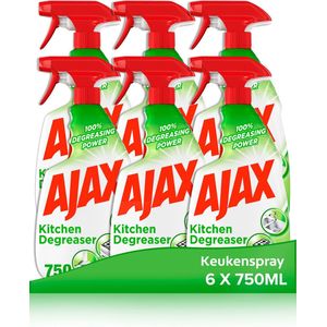 Ajax Keukenspray - 6 x 750ml - Ultra Ontvettende Reiniger - Voordeelverpakking