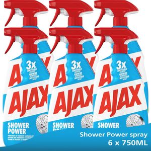 Ajax Spray Shower Power Badkamerreiniger - 6 x 750ml - Tegen Kalk - Voordeelverpakking