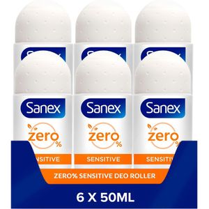 Sanex Zero% Sensitive Deodorant Roller 6 x 50ml - Voordeelverpakking