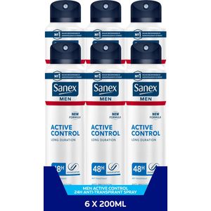 Sanex Men Active Control Deodorant Anti-Transpirant Spray 6 x 200ml - Voordeelverpakking