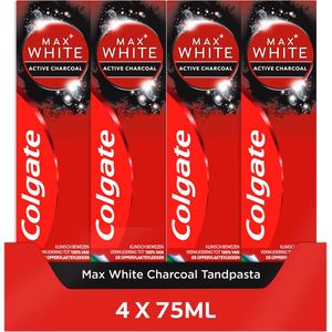Colgate Max White Charcoal Whitening Tandpasta - 4 x 75 ml - Voor Witte Tanden - Voordeelverpakking