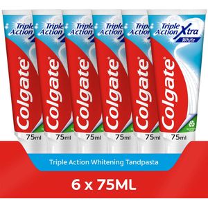 Colgate Triple Action Whitening tandpasta - 6x75ml - Voor Witte Tanden - Voordeelverpakking