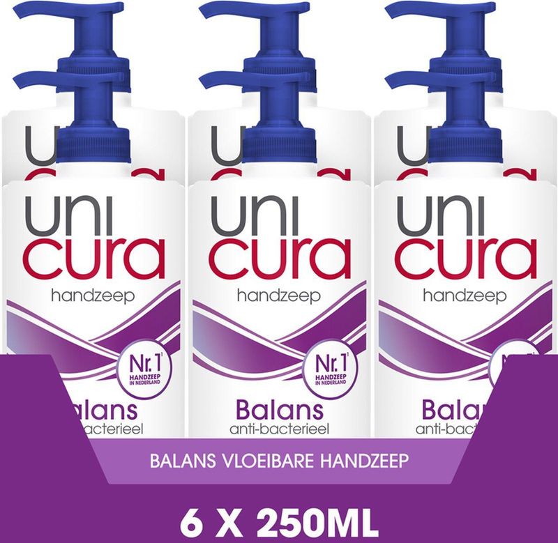 Unicura Balans Antibacteriële Vloeibare Handzeep - 6 x 250 ml - Voordeelverpakking