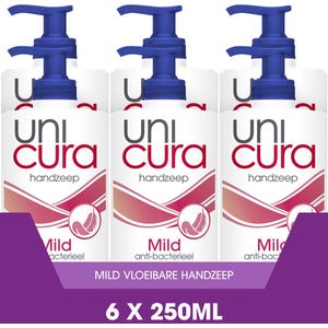 Unicura Mild Antibacteriële Vloeibare Handzeep - 6 x 250 ml - Voordeelverpakking