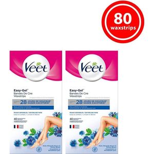 Veet - Ontharingsstrips - Benen & Lichaam - Gevoelige Huid - Easy-Gelwax - 40 stuks x2
