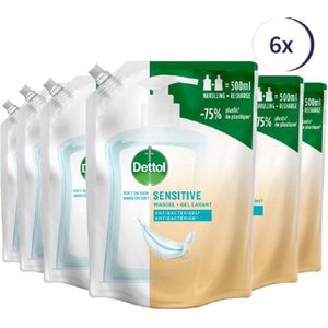 Dettol - Handzeep - Antibacterieel - Navulling Sensitive - 6x 500ML - Voordeelverpakking