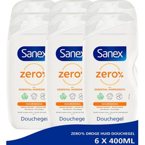 Sanex Zero% Droge Huid Douchegel - 6 x 400ml - Voor Droge Huid - Voordeelverpakking