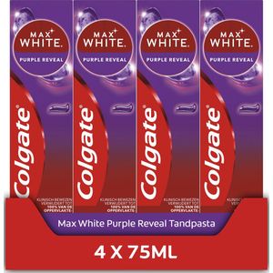 Colgate Max White Purple tandpasta - Voor direct wittere tanden - 4 x 75ml - Voordeelverpakking