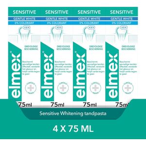 Elmex Sensitive Whitening Tandpasta - 4 x 75ml - Voor Gevoelige Tanden - Voordeelverpakking