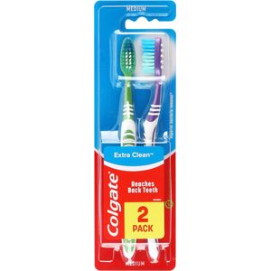 Colgate - Extra Clean Medium - Tandenborstel - 2 st - Unisex