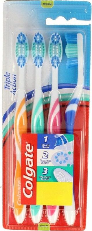 6x Colgate Tandenborstel Triple Action Medium 4 stuks