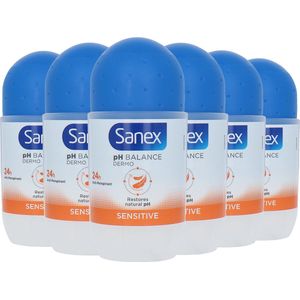 Sanex Dermo Sensitive Roll-on Deodorant (blue cap) - 6 x 50 ml