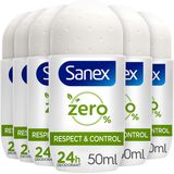 Sanex - Zero % - Deodorant - Roller - Normale Huid - 6 stuks - Voordeelverpakking