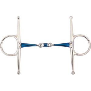 BR Dubbel gebroken kneveltrens Sweet Iron 14 mm 13,5 Zilver Blauw