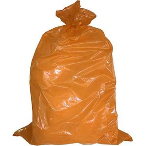 Vuilniszakken oranje 70 liter - HDPE 58x100cm T23 | Doos 500 stuks (25 rol x 20 zakken)