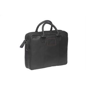 Newlooxs lederen laptoptas santos - luxe, stevig leer - geschikt voor woon-werkverkeer - zwart, cognac - r&k variohaken - unisex